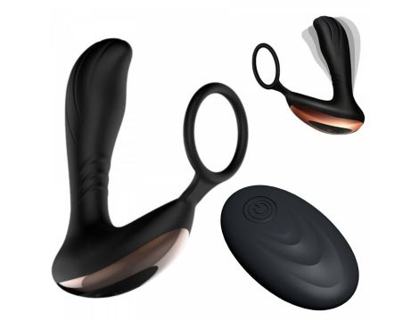 Masażer prostaty z pierścieniem na jądra pilot USB 10 funkcji - 4